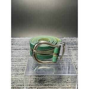 Free People Size S/M Green Beaded Cow Leather Boho Belt/EUC